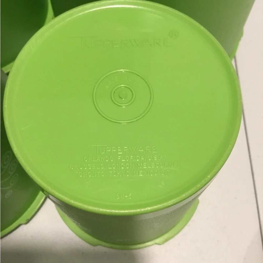 Vintage Tupperware Servalier Canisters Set of 4 with Lids Apple Green,